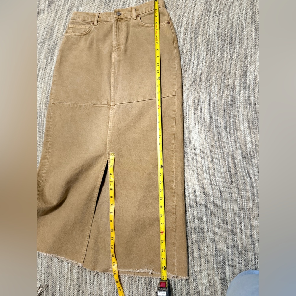 Reformation Camel denim Midi Skirt with Front Slit - Picture 8 of 13